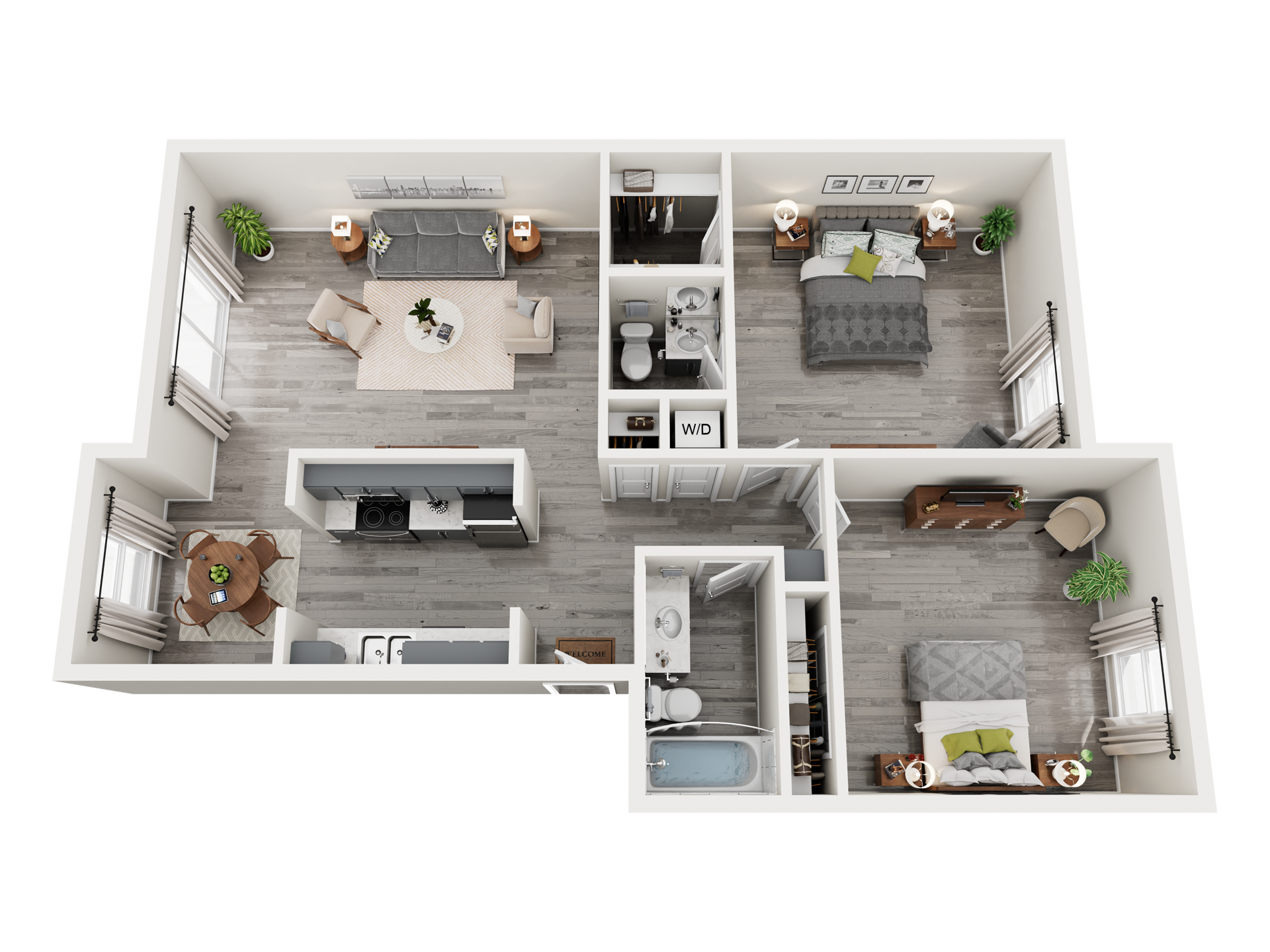 2X1.5 3D Floor plan rendering