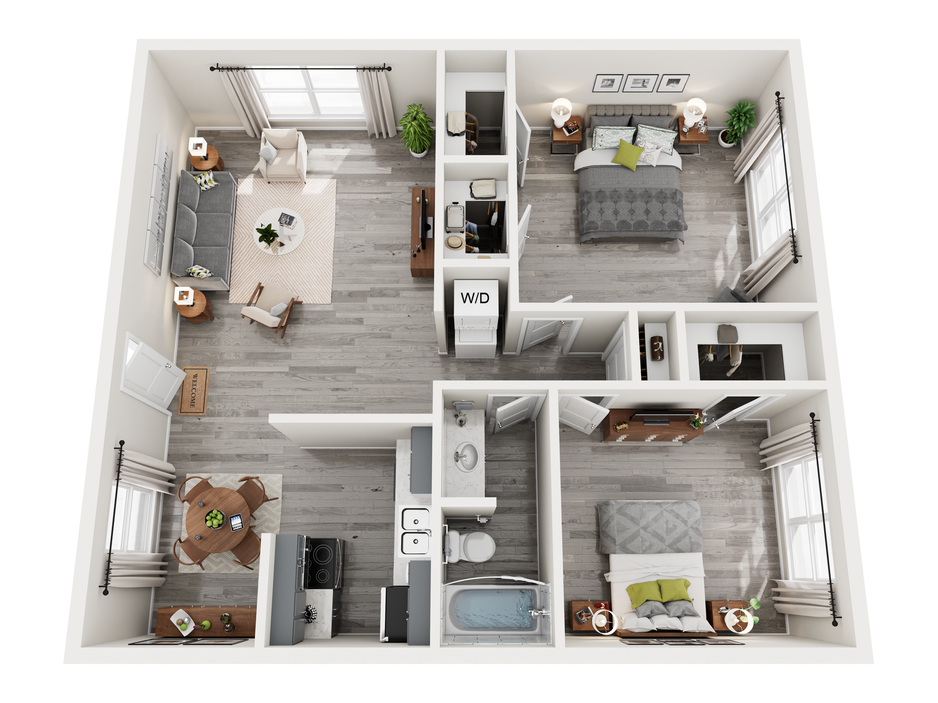 2X1 B 3D Floor plan rendering
